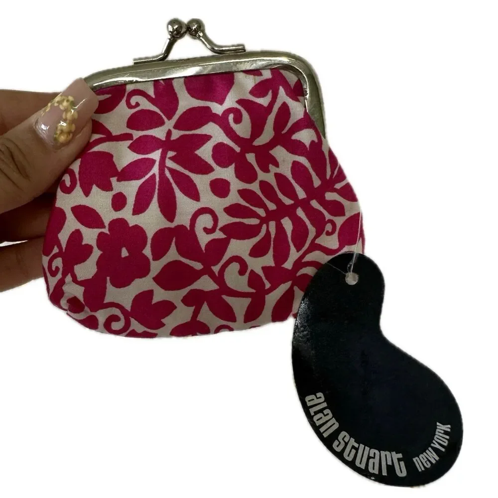 NWT Creations By Alan Stuart New York Pink Floral Kiss Lock Coin Purse